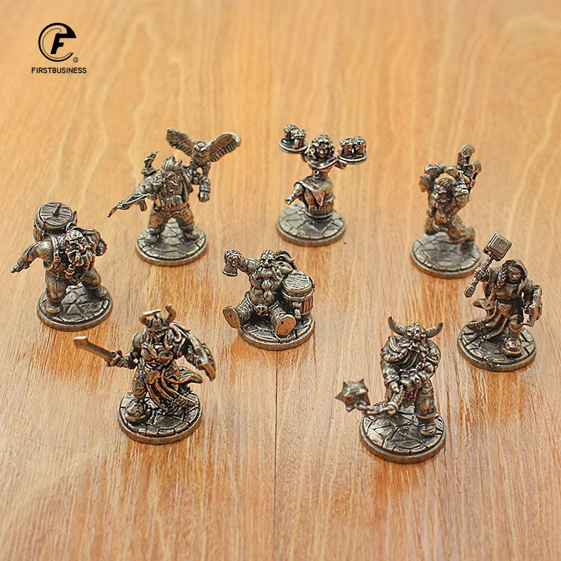 Board Game Movie - Vintage biały mosiądz miniaturowy karzeł wojownik